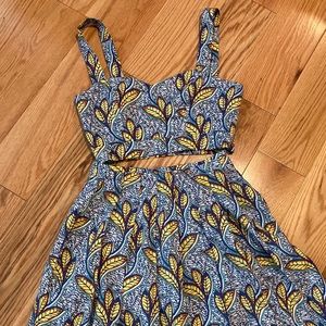 Zara Trafaluc Floral Print Top + Skirt